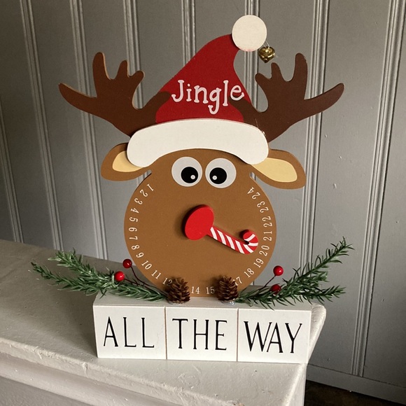 NWT- Jingle All The Way Wooden Reindeer- Days To Christmas Countdown Decoration - Picture 5 of 13